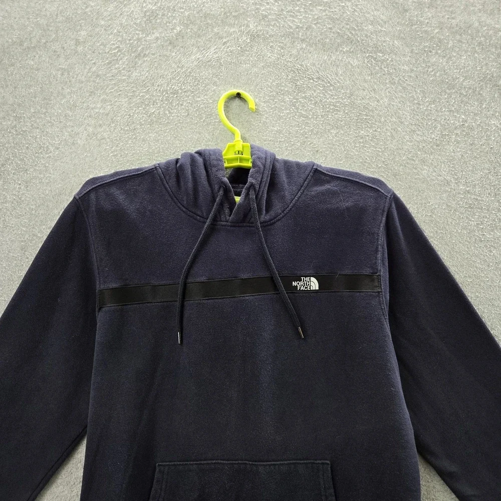 The North Face Men Hoodie M Navy Edge To Edge‎ Fleece Logo Pullover